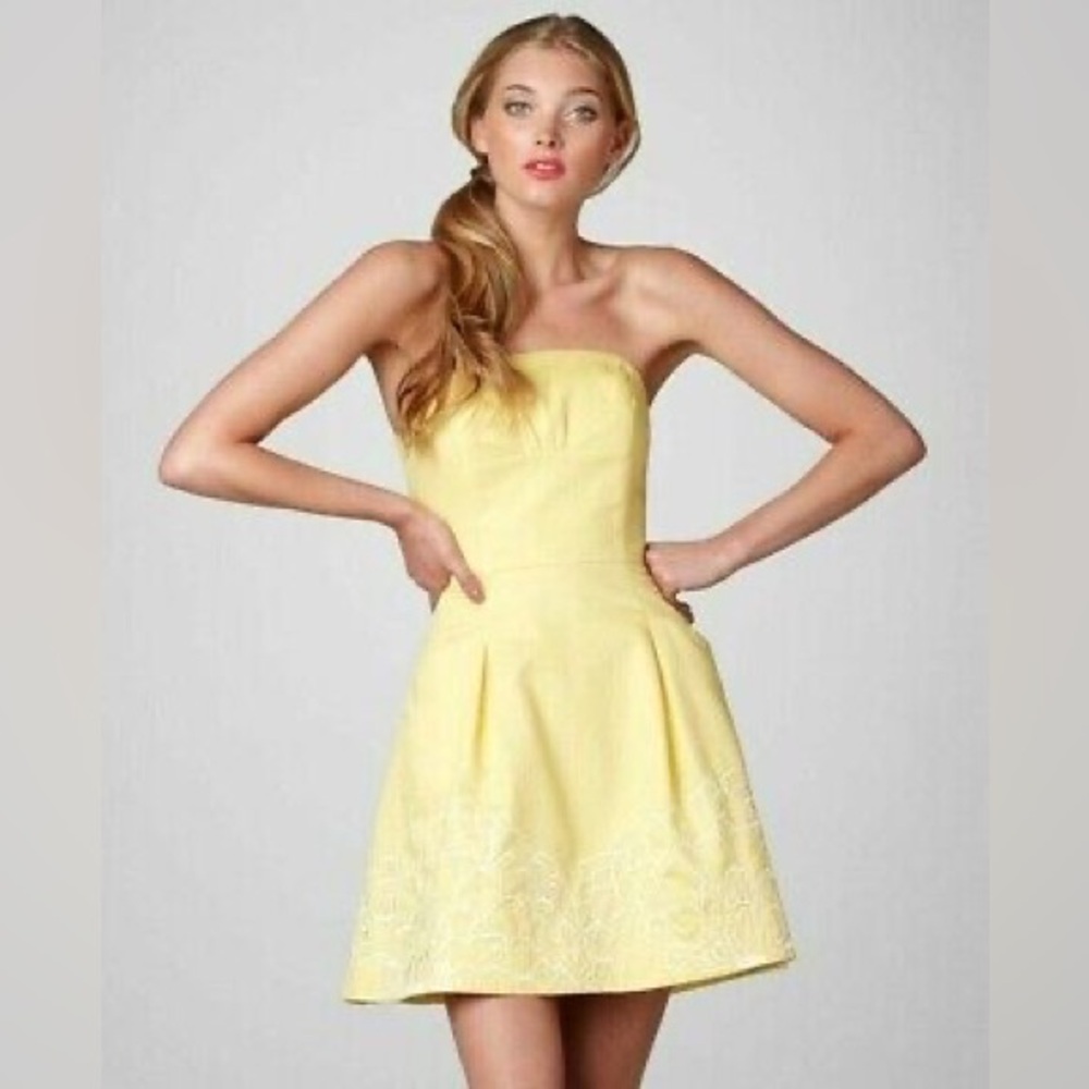 Lilly Pulitzer Strapless Yellow A-Line Dress